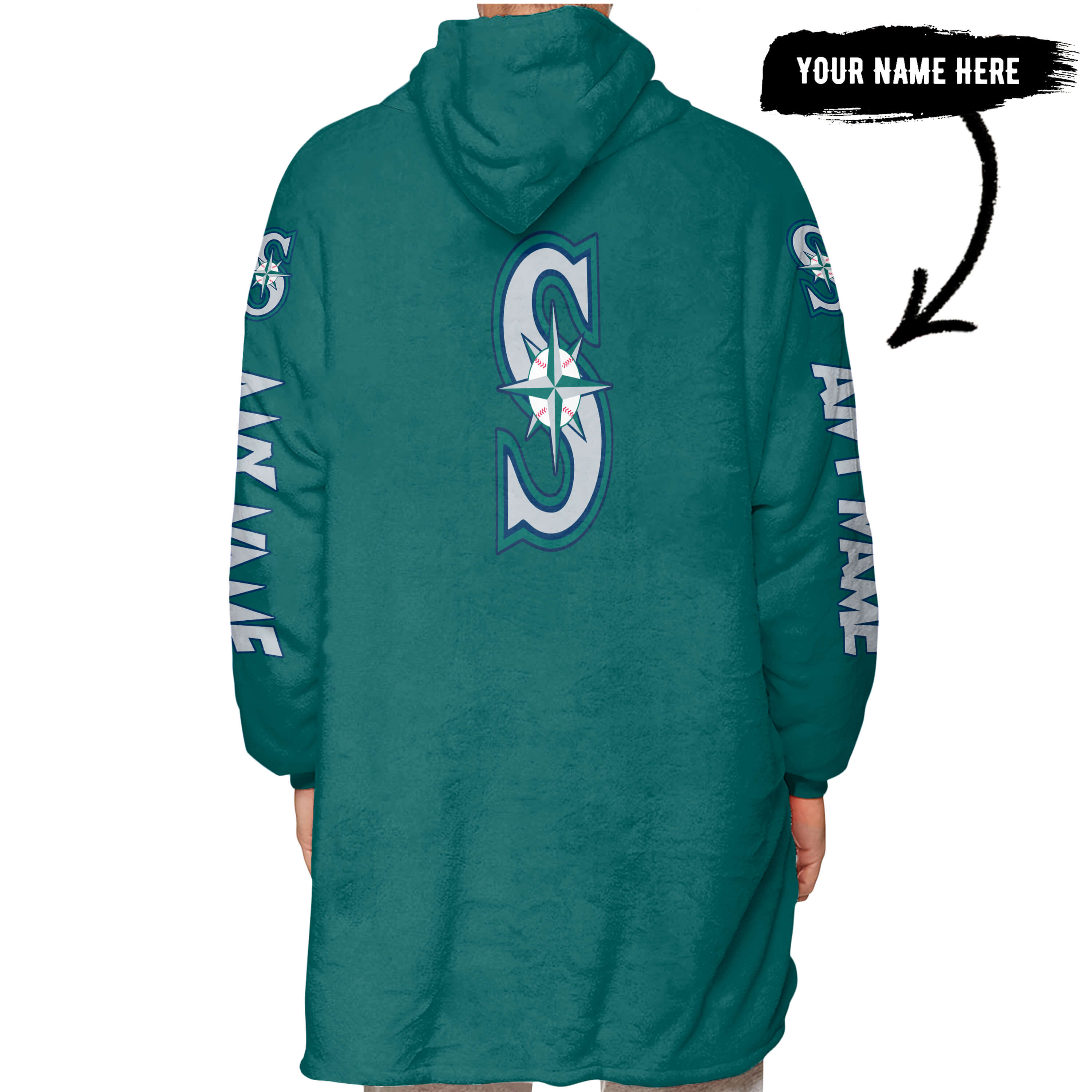 Grinch V2 – Custom Name – Seattle Mariners - Oodie Blanket - Image 3