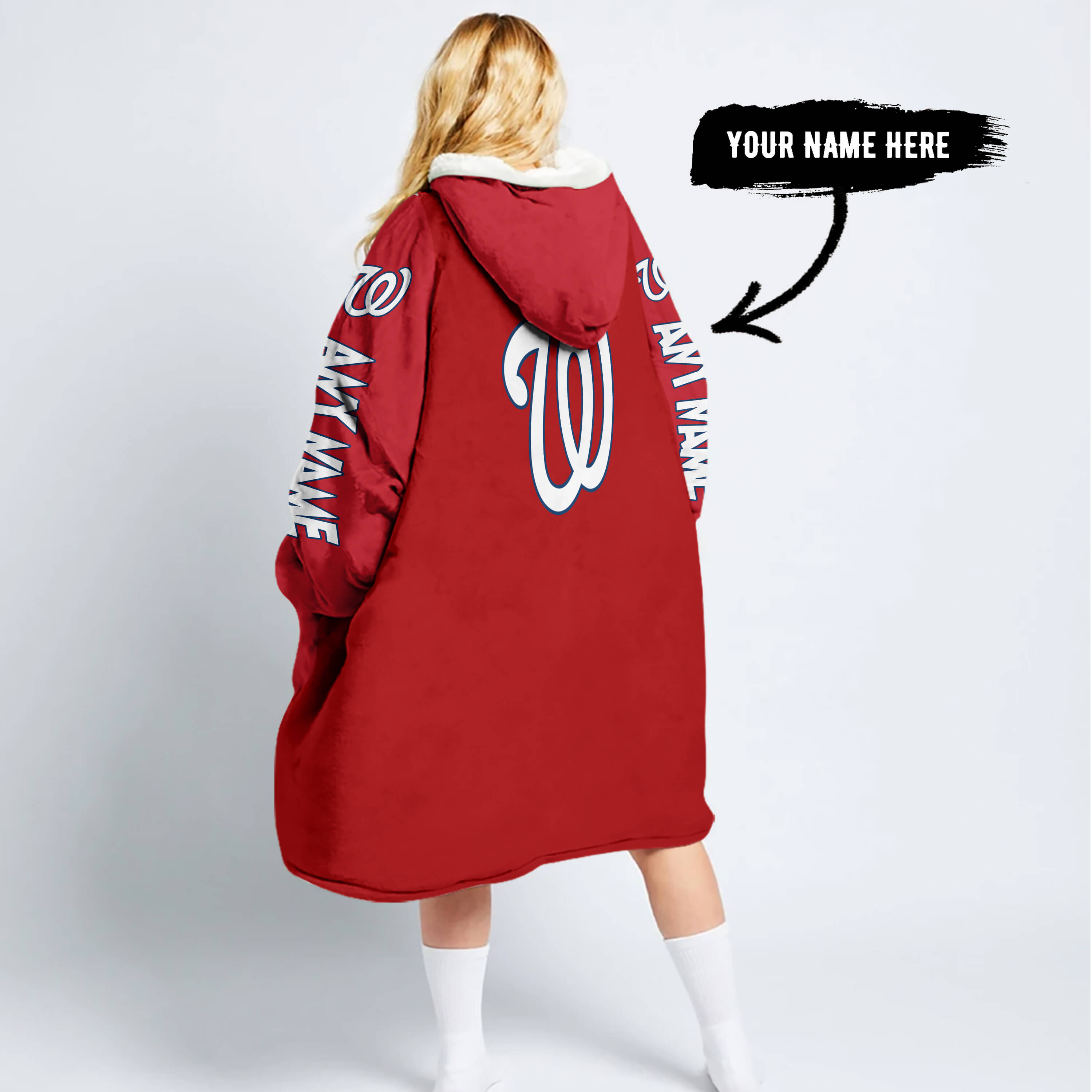Grinch V2 – Custom Name – Washington Nationals - Oodie Blanket - Image 2