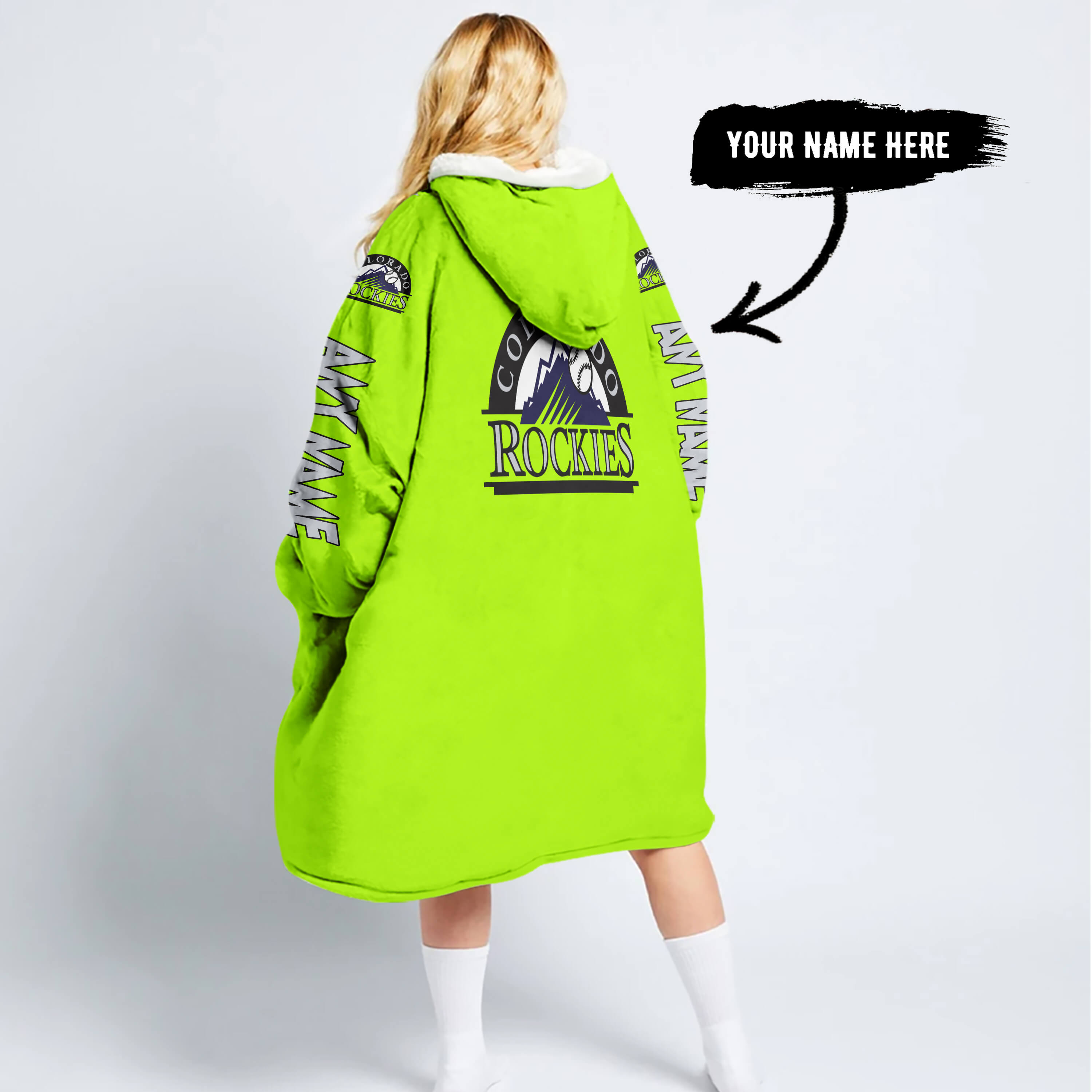 Grinch V2 – Custom Name – Colorado Rockies - Oodie Blanket - Image 2