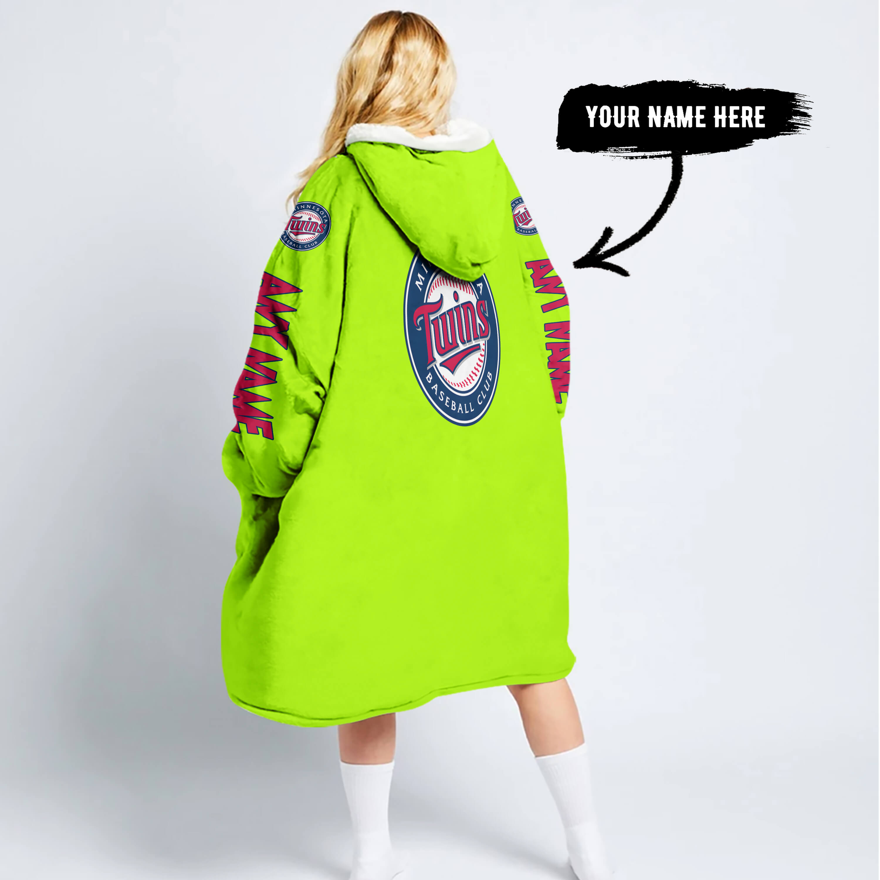 Grinch V2 – Custom Name – Minnesota Twins - Oodie Blanket - Image 2
