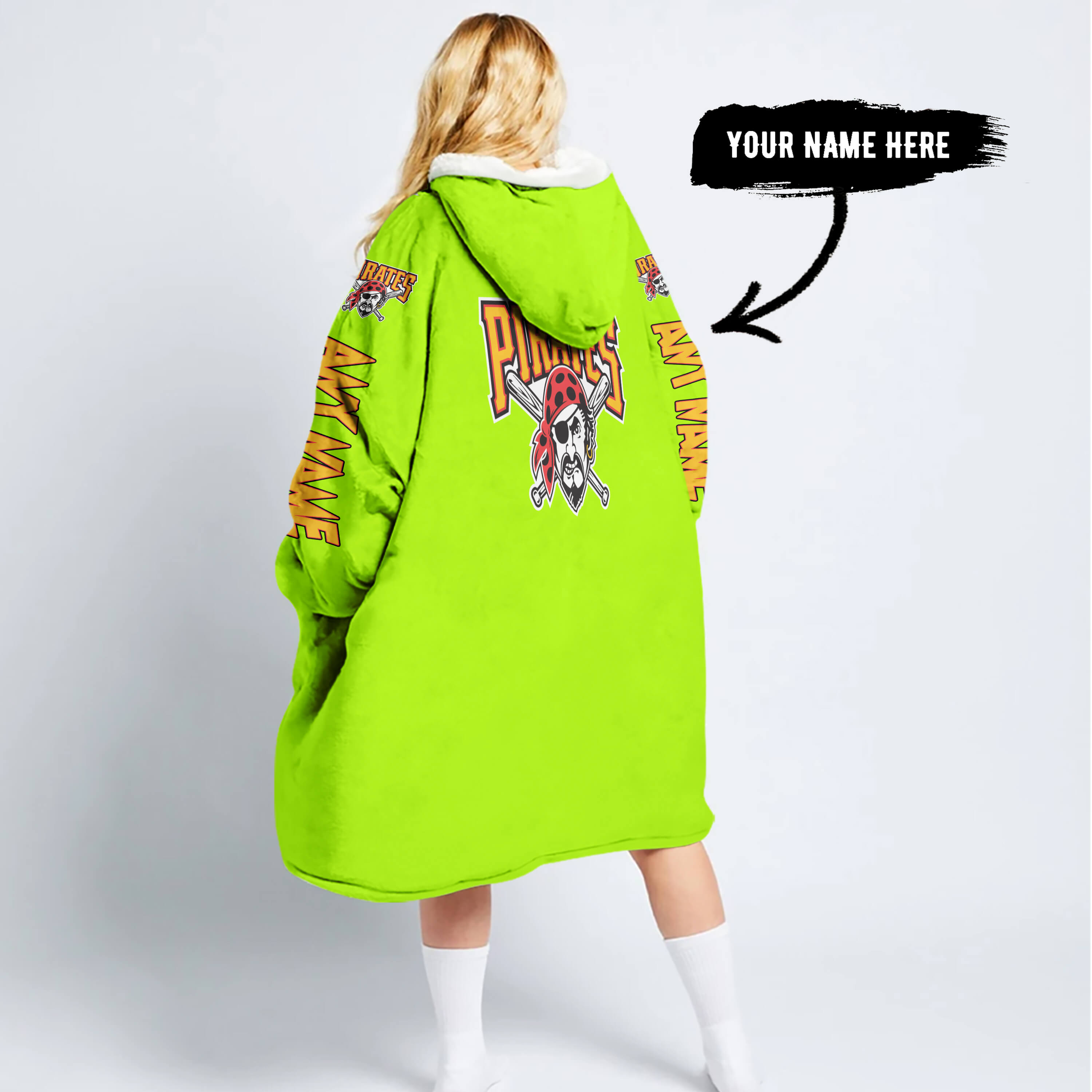 Grinch V2 – Custom Name – Pittsburgh Pirates - Oodie Blanket - Image 2