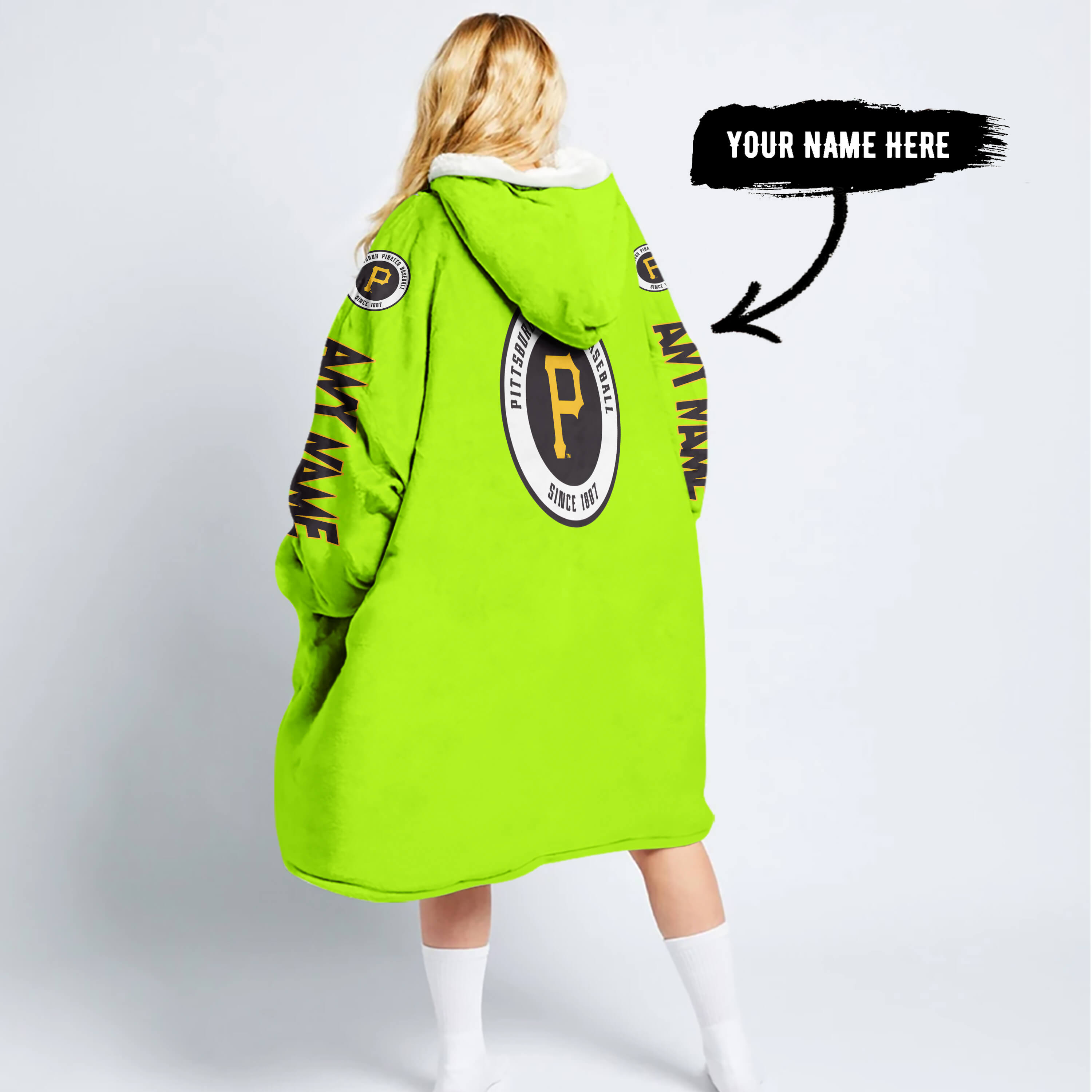 Grinch V2 – Custom Name – Pittsburgh Pirates 2 - Oodie Blanket - Image 2