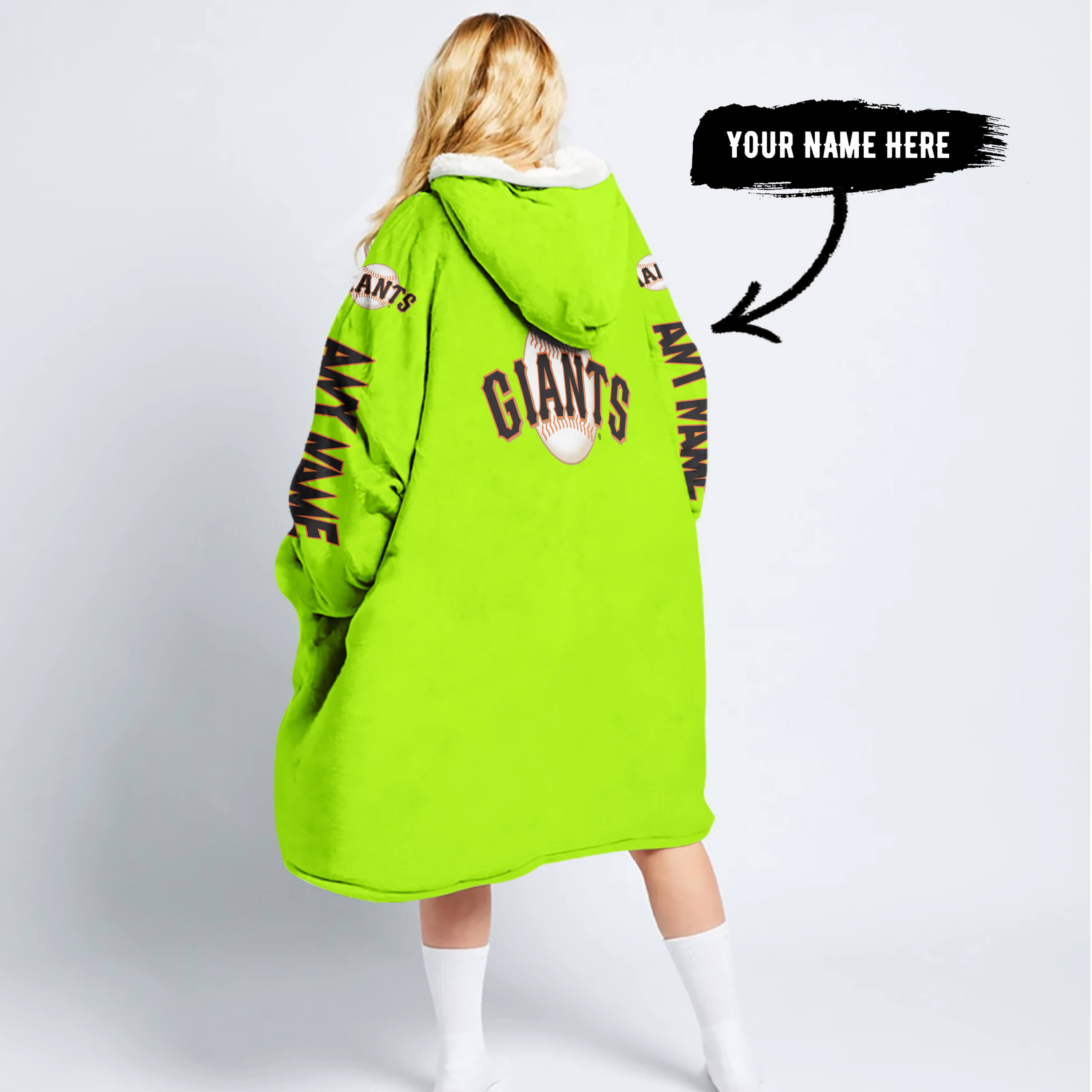 Grinch V2 – Custom Name – San Francisco Giants 2 - Oodie Blanket - Image 2