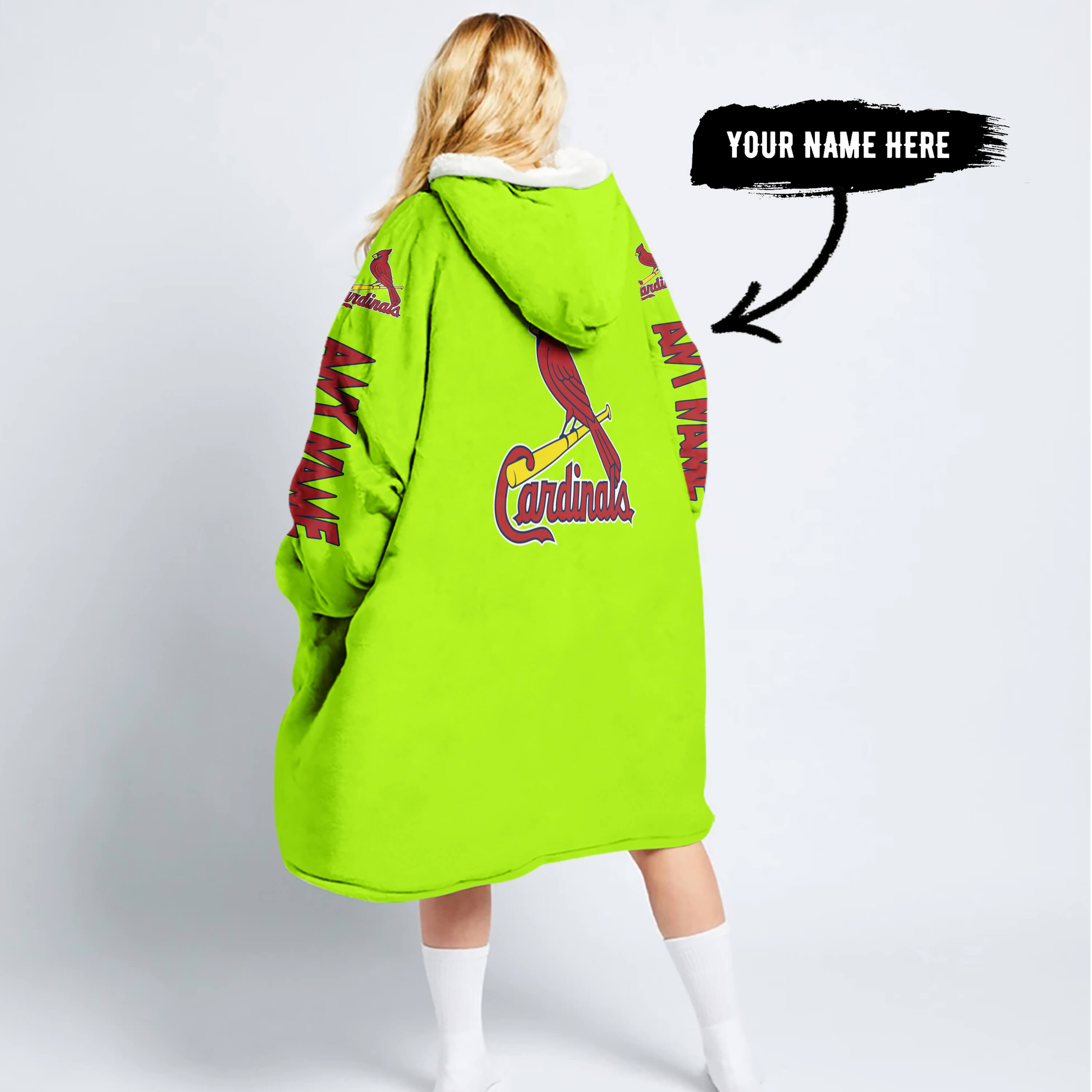 Grinch V2 – Custom Name – St. Louis Cardinals - Oodie Blanket - Image 2