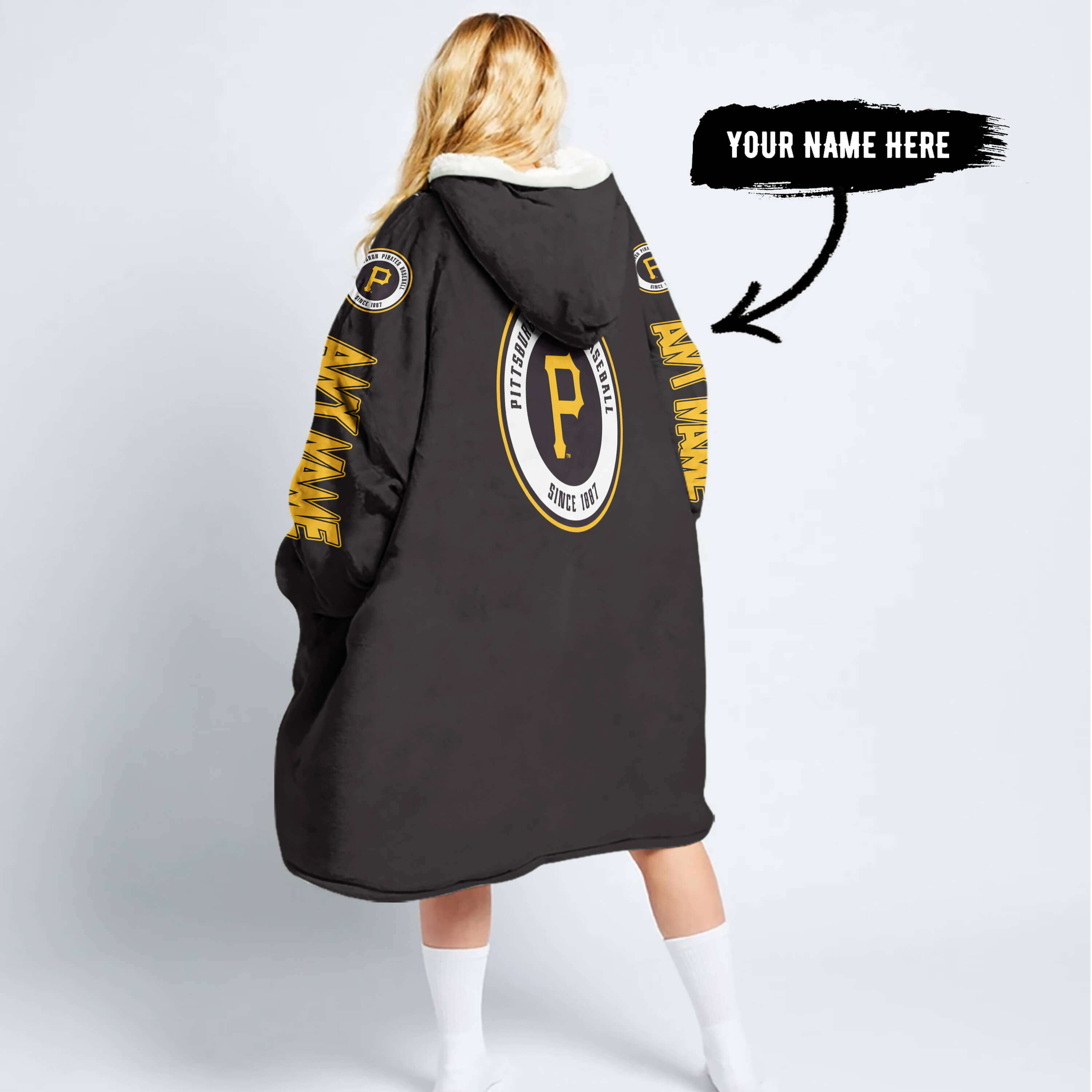 Grinch V2 – Custom Name – Pittsburgh Pirates 2 - Oodie Blanket - Image 2