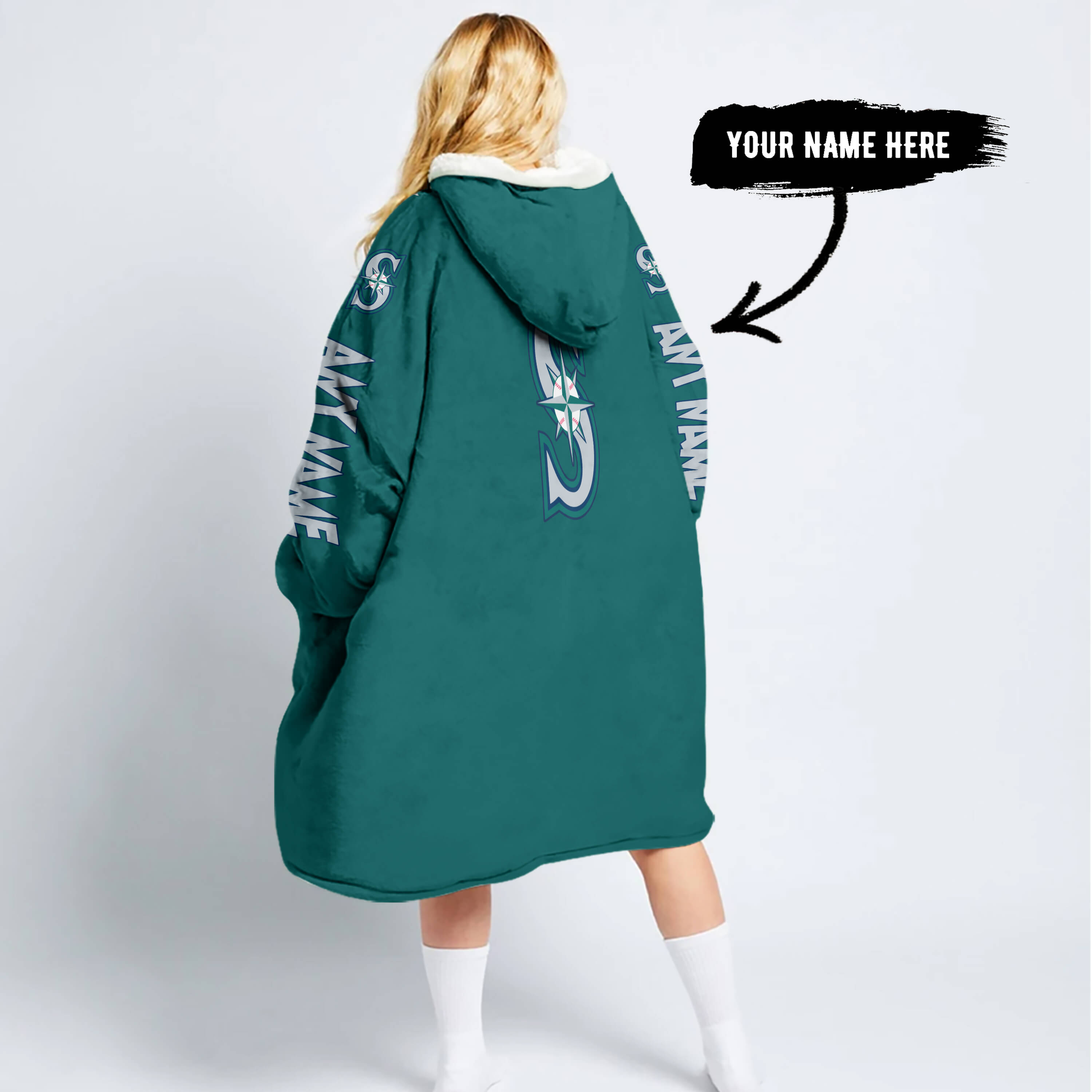 Grinch V2 – Custom Name – Seattle Mariners - Oodie Blanket - Image 2