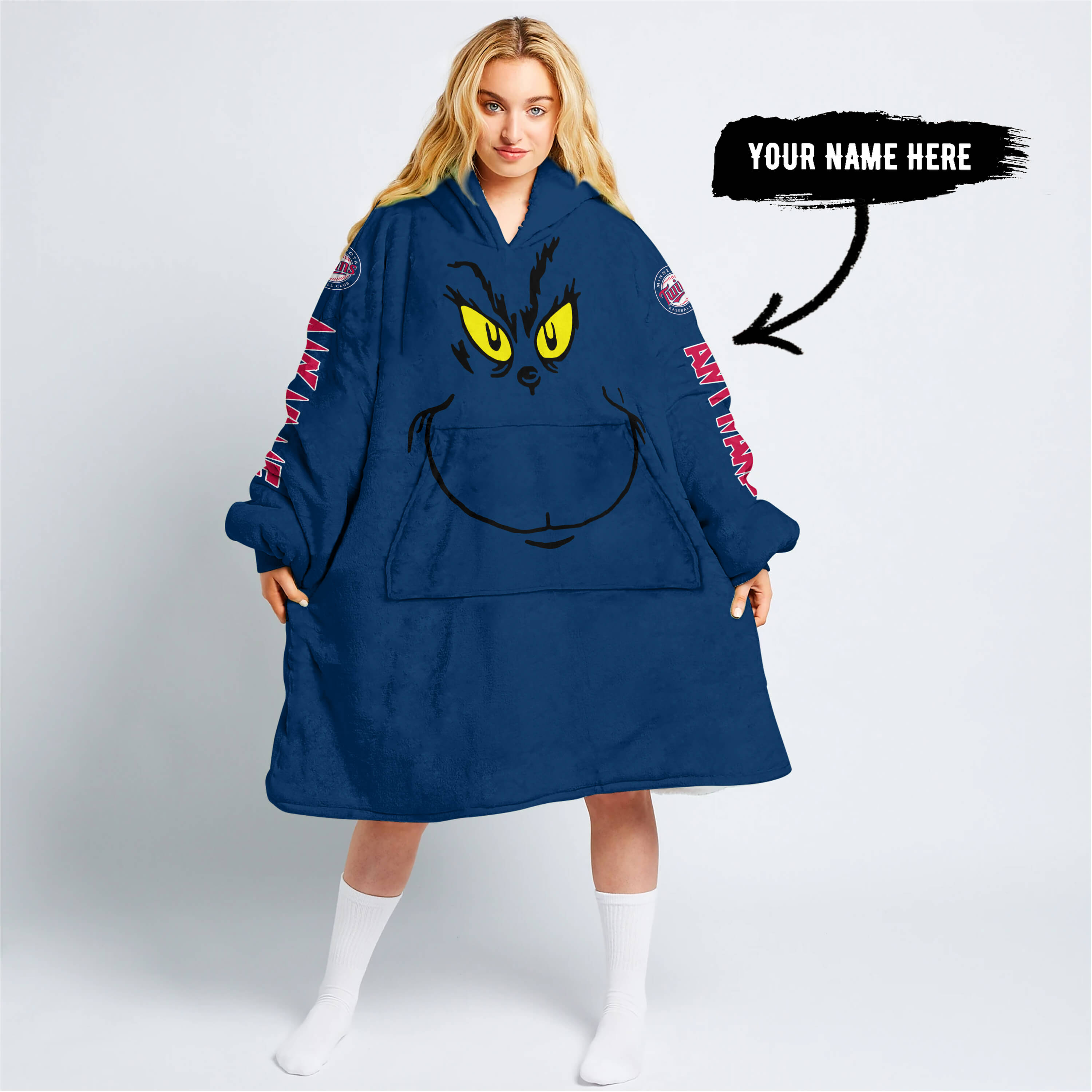 Grinch V2 – Custom Name – Minnesota Twins - Oodie Blanket