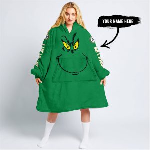 Grinch V2 – Custom Name – Oakland Athletics - Oodie Blanket